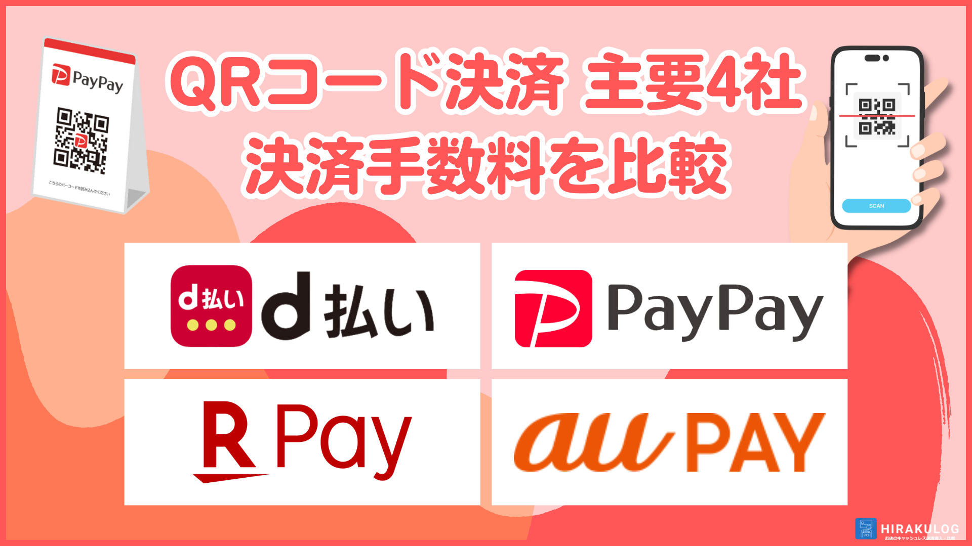 QRコード決済の主要4社の決済手数料を比較｜一番安いのはどれ？