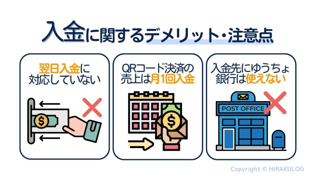 入金に関するデメリット・注意点