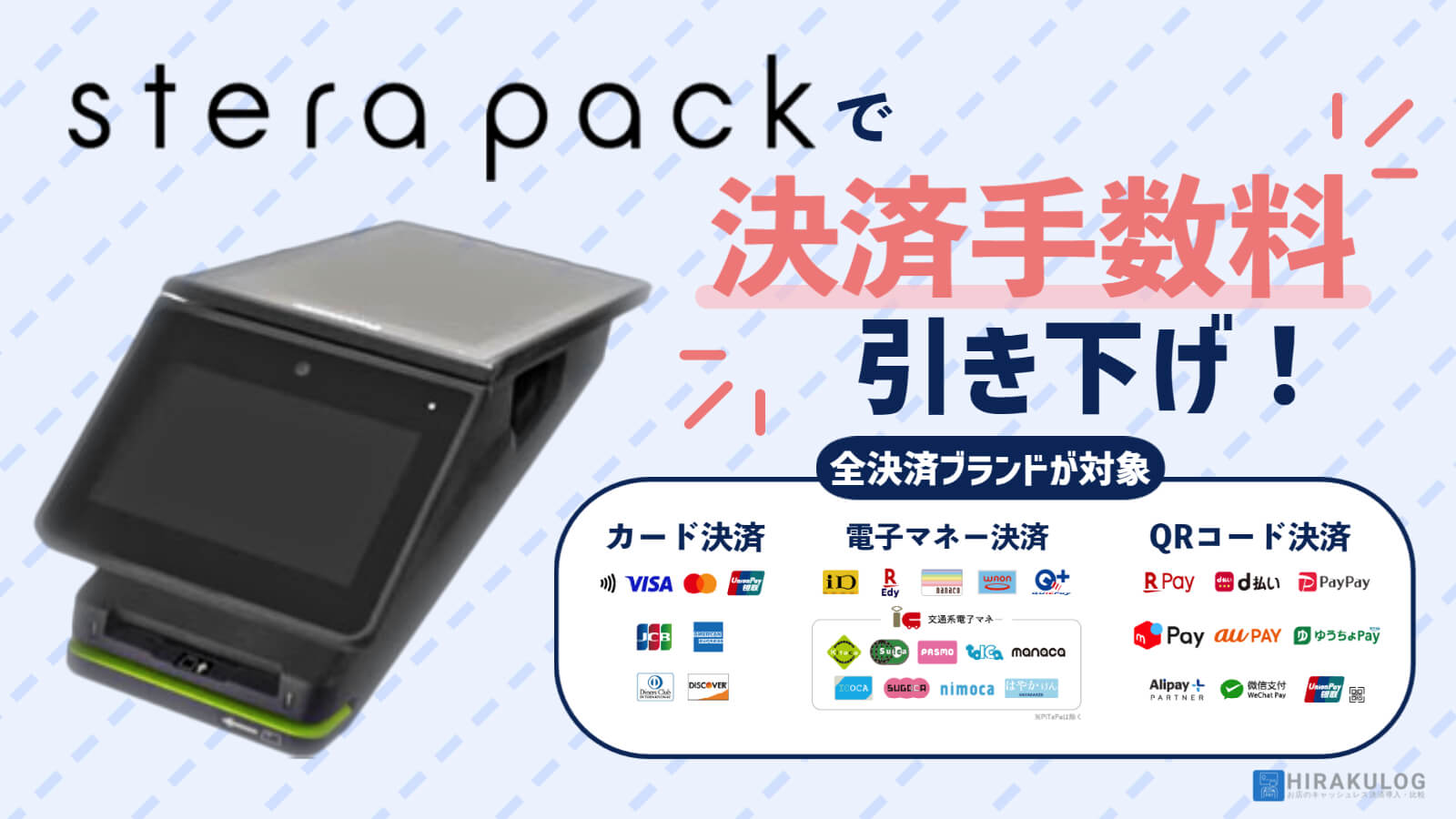 stera pack(ステラパック)で決済手数料が引き下げ！JCB系のみならずVISA、Mastercard等、全決済ブランドが対象！