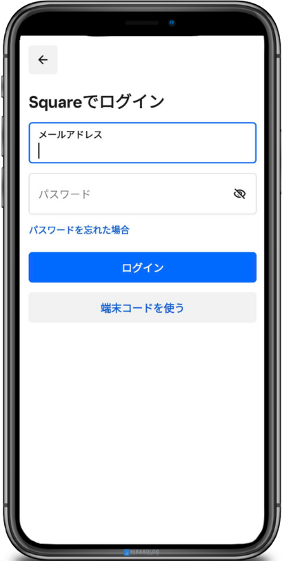 SquarePOSレジアプリのログイン画面