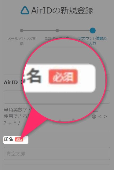 ここでは「必須」マークが付いている項目のみの入力で問題ありません。店舗情報については、Air IDを作成した後の『Airペイ(エアペイ)』の申し込み画面で入力します。